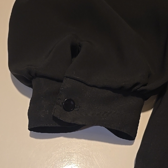 Vintage Laura Mae Timeless Black Long Sleeve Mock Collar Blouse 18 - Picture 4 of 6